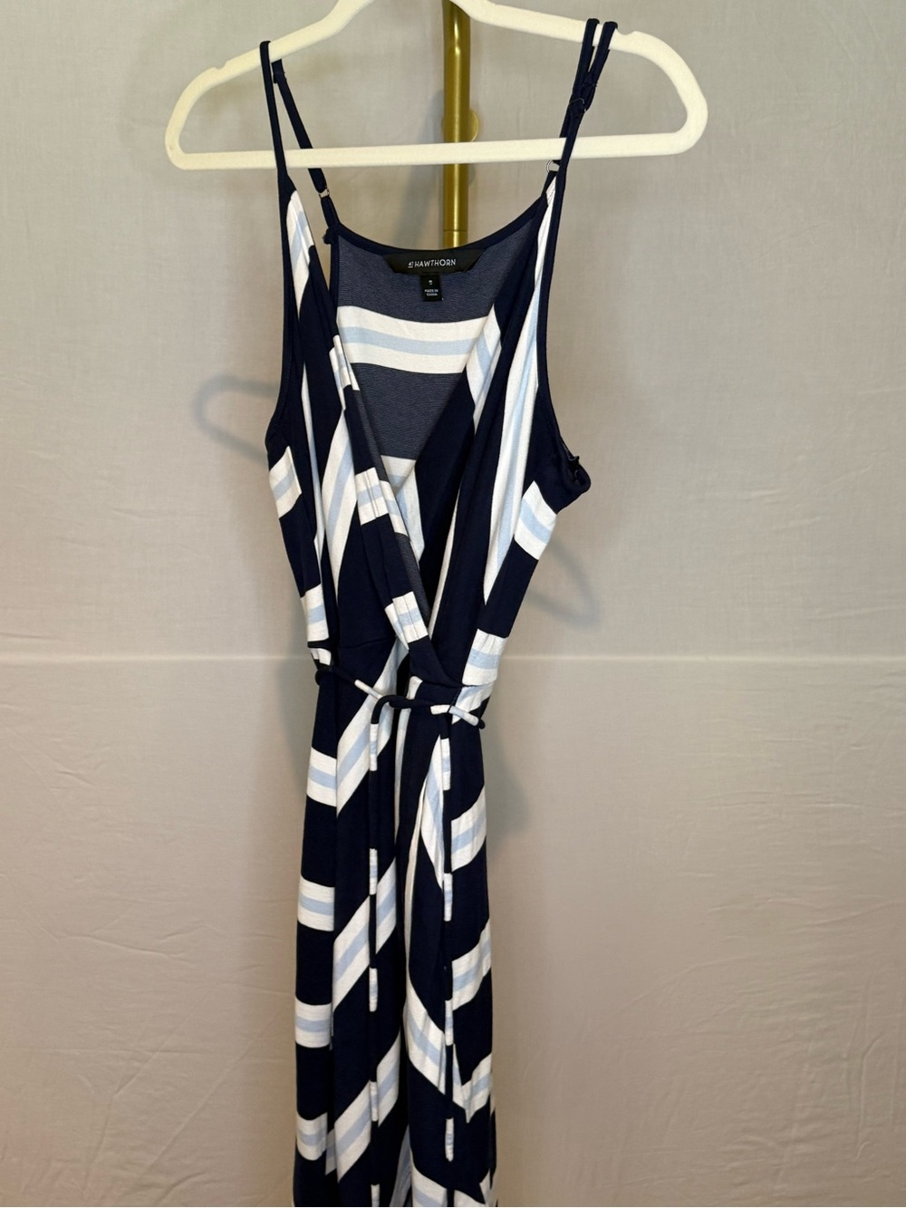 41 Hawthorn Navy and White Striped Sleeveless Wrap Maxi Dress